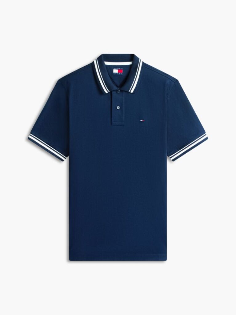 Blue Tommy Flag Regular Fit Tipped Polo Shirt  Men