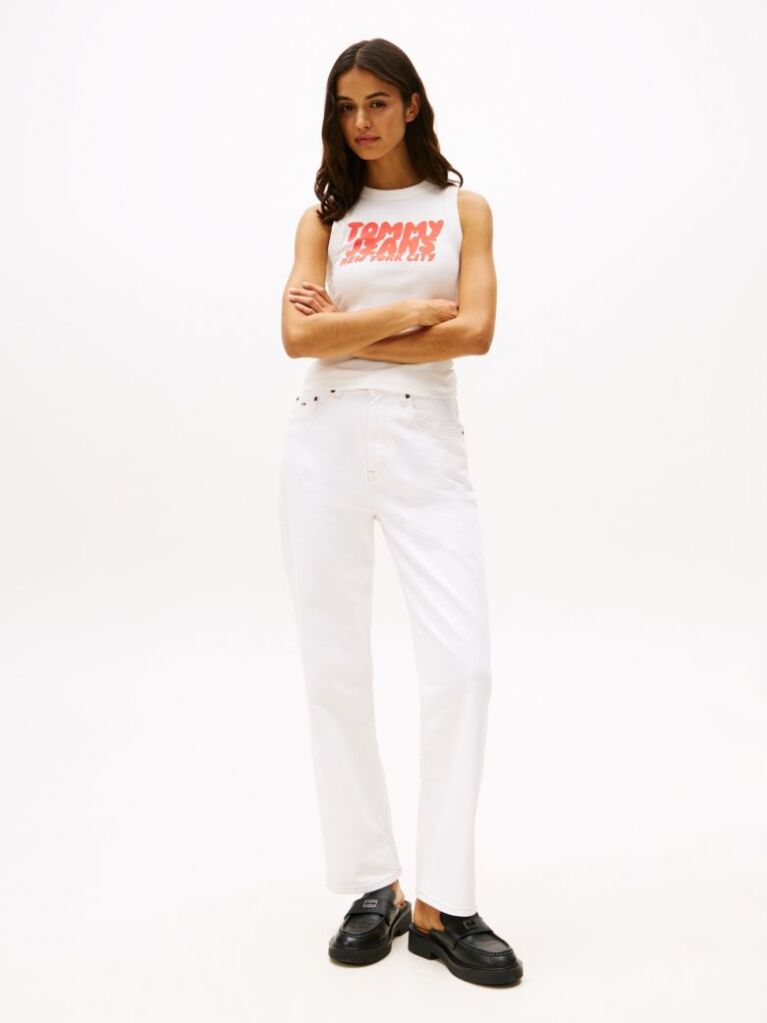 Denim Ψηλόμεσο Λευκό Τζιν Σε Slim Ίσια Γραμμή  Γυναίκες