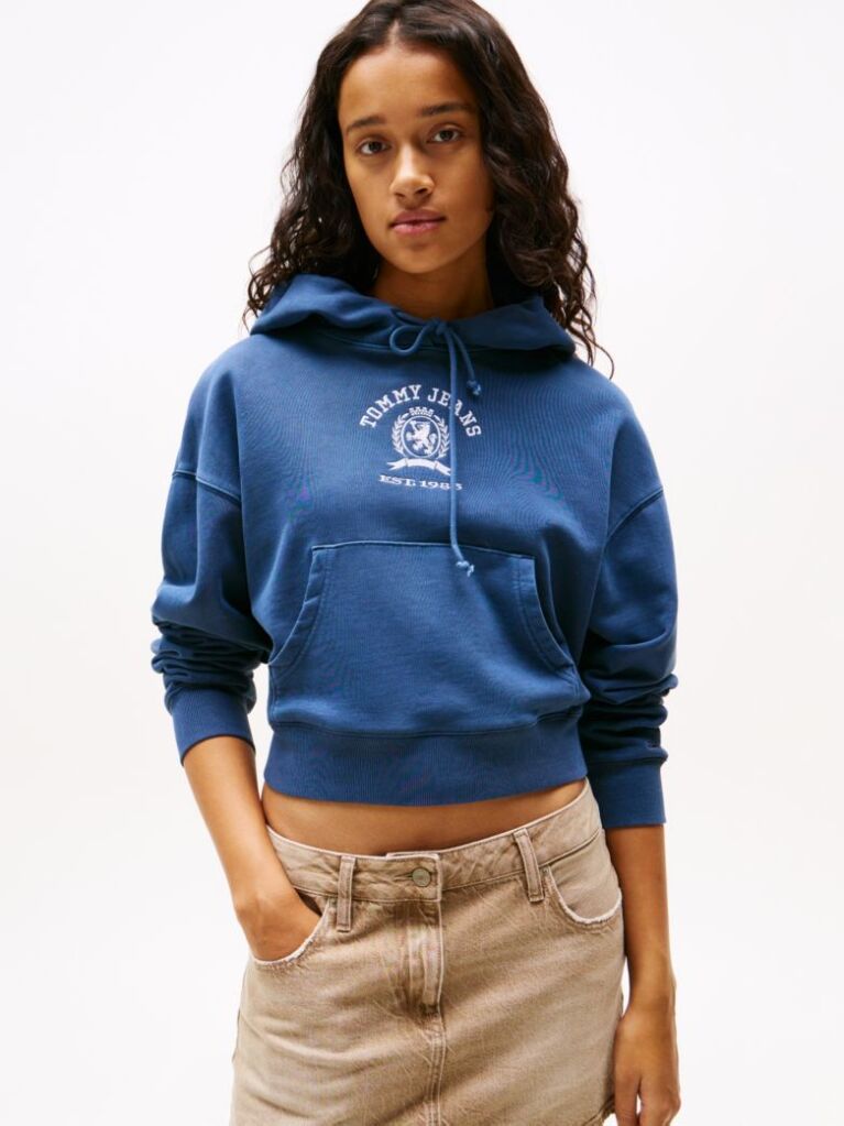 Μωβ Boxy Cropped Hoody Με Λογότυπο  Γυναίκες