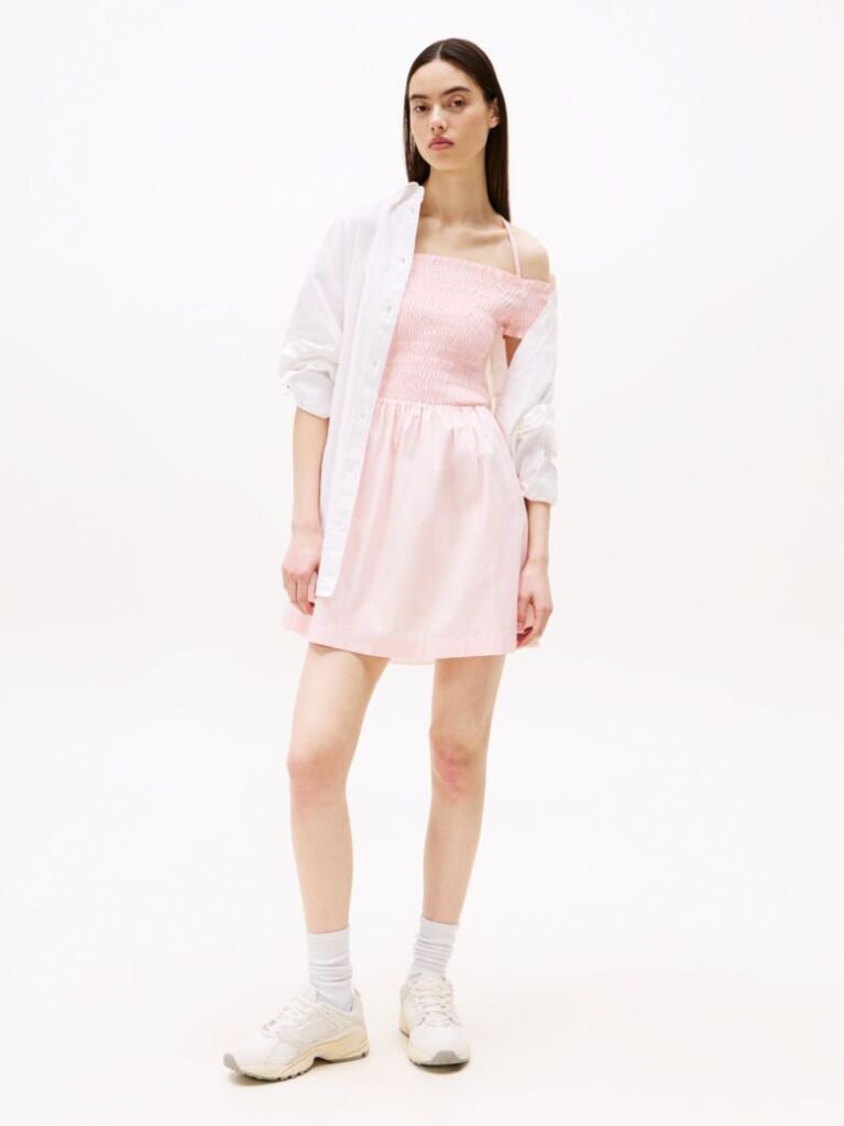 Pink Halterneck Fit And Flare Mini Dress  Women