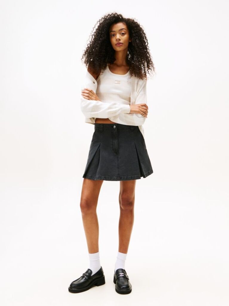 Μαύρο Πλισέ Denim Μίνι Φούστα  Γυναίκες