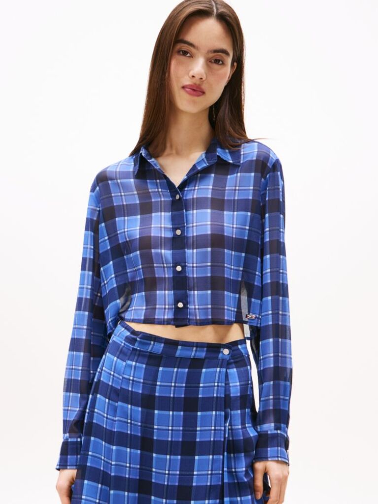 Multi Regular Fit Cropped Chiffon Shirt  Women