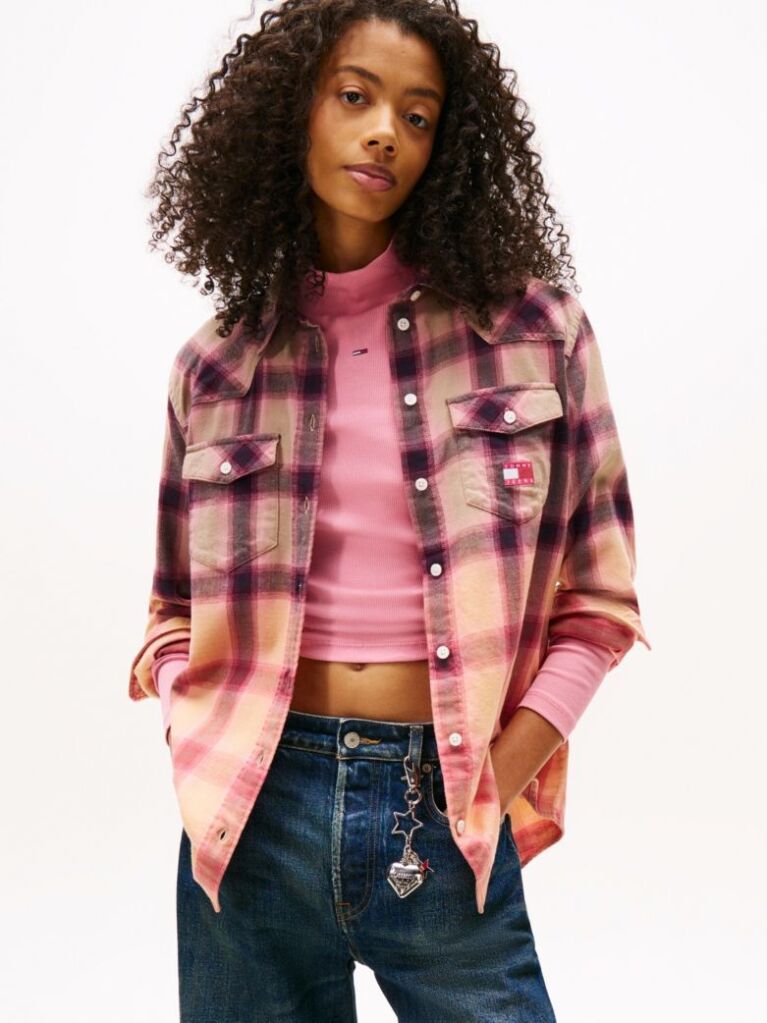 Multi Logo Relaxed Fit Flannel Shirt  Women