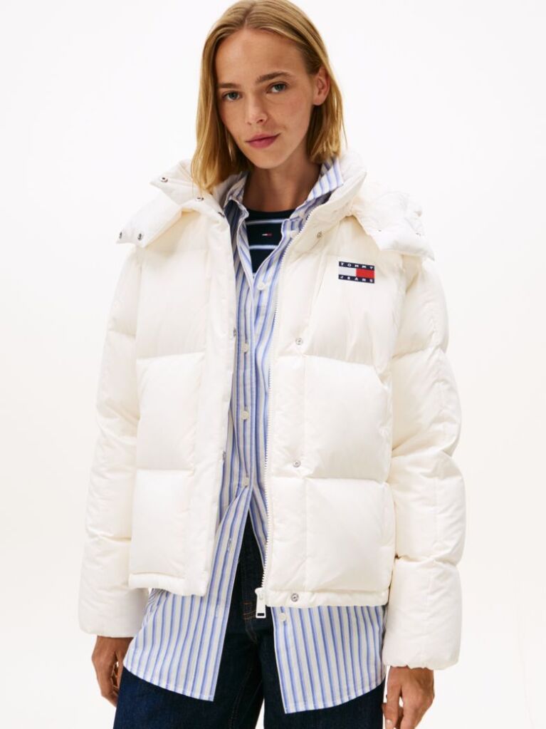 White Down Hooded Alaska Puffer Jacket  Women