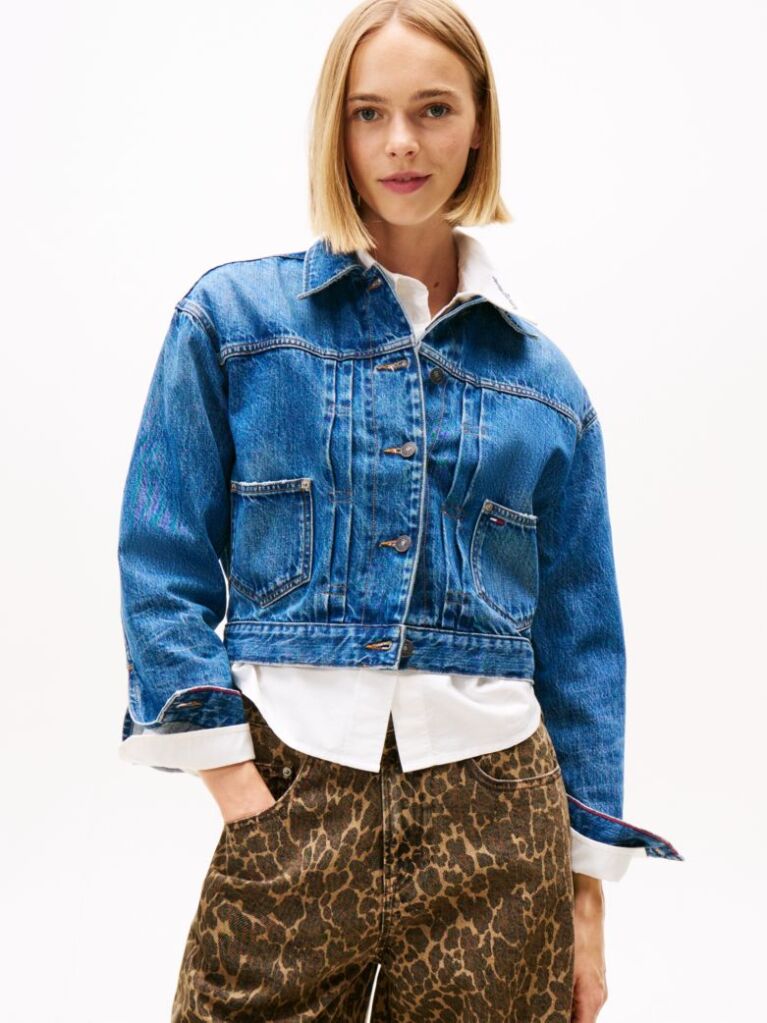 Denim Pleated Denim Trucker Jacket  Women