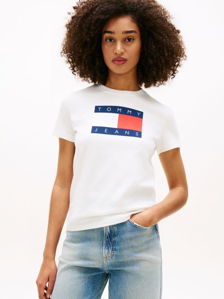 Άσπρο T-Shirt Με Tonal Σημαιάκι  Γυναίκες