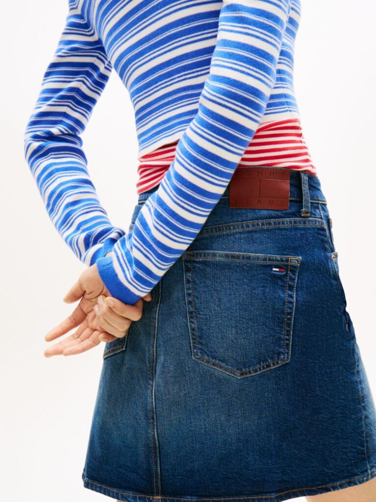 Denim Ultra High Rise Mom Denim Mini Skirt  Women