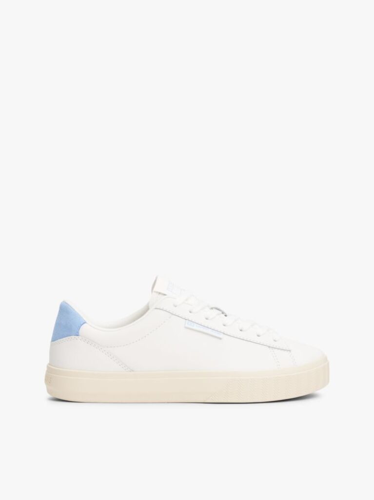 Blue Essential Leather Contrast Cupsole Trainers  Women