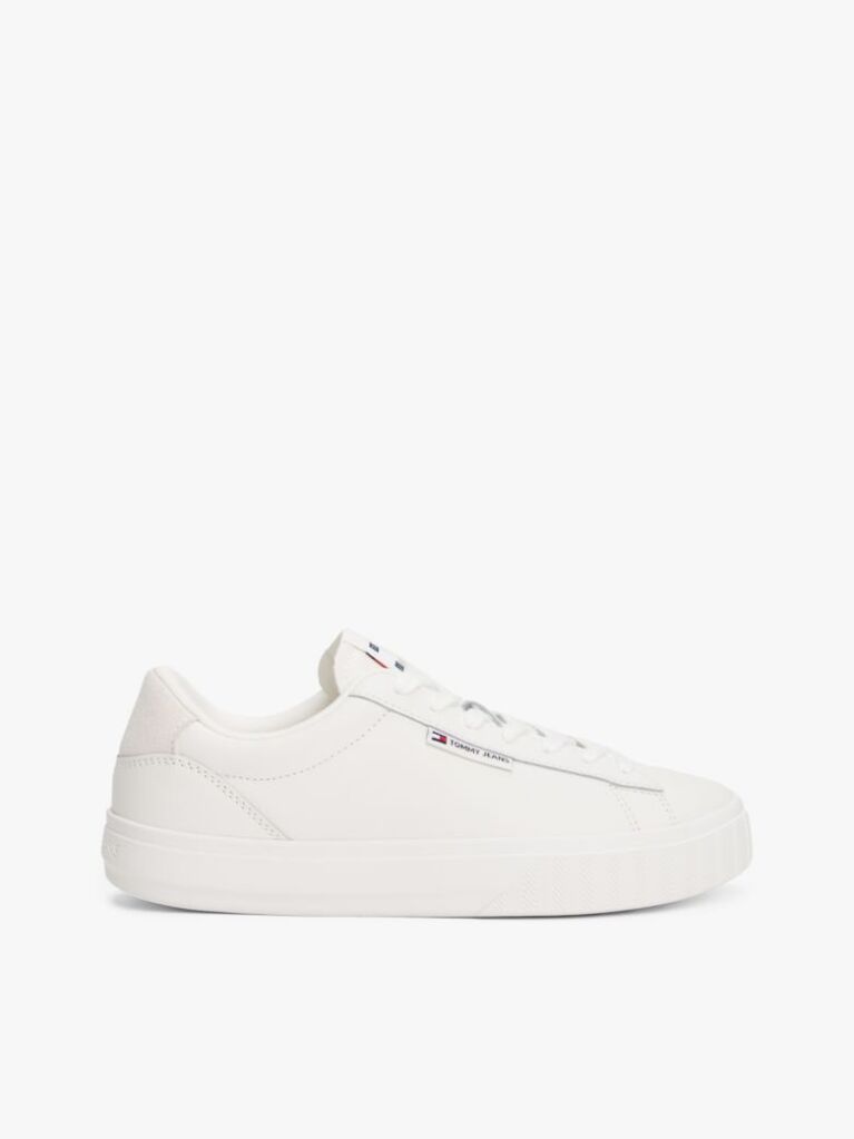 White Essential Leather Contrast Cupsole Trainers  Women
