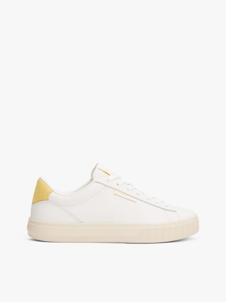 Yellow Essential Leather Contrast Cupsole Trainers  Women