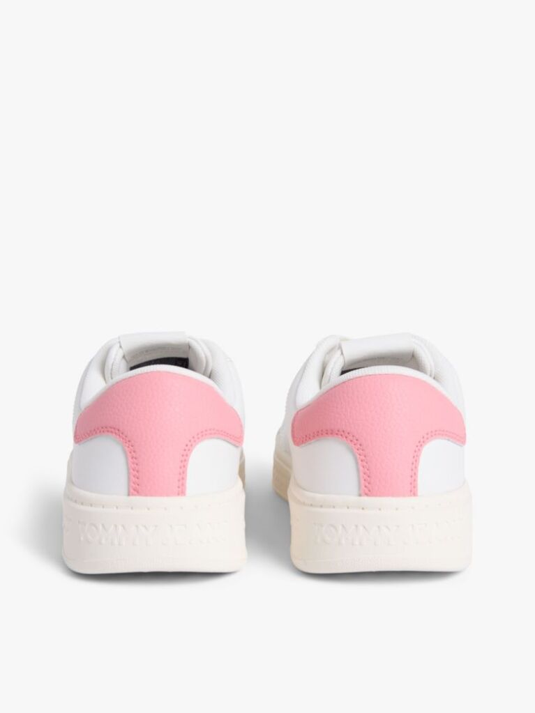 White Debossed Logo Cupsole Trainers With Leather  Women