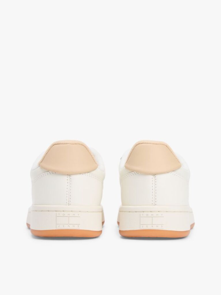 Beige Leather Archive Court Trainers  Women