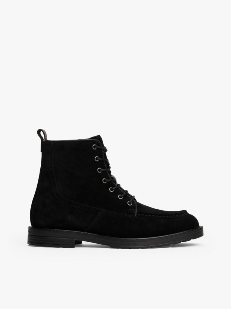 Black Cleat Suede Moc Toe Boots  Men