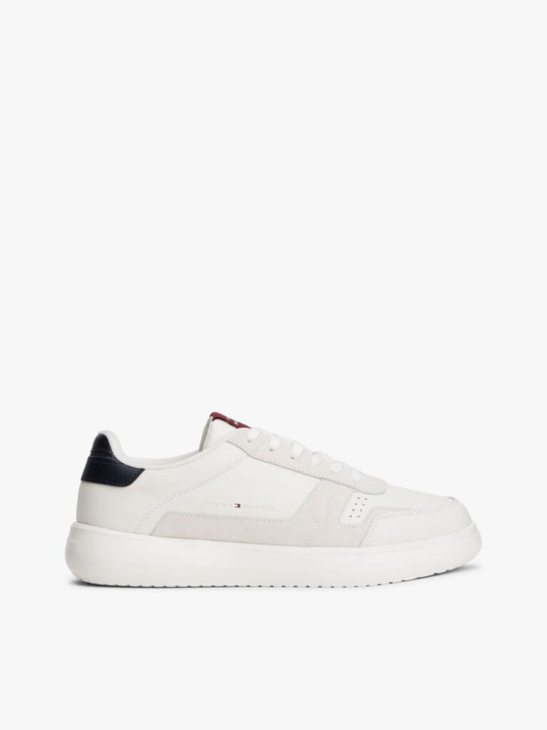 Beige Leather Fine-Cleat Trainers  Men