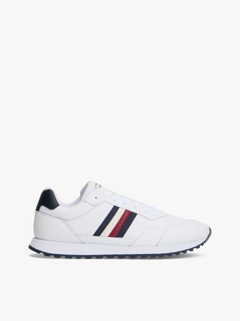White Signature Tape Cleat Trainers With Leather  Men