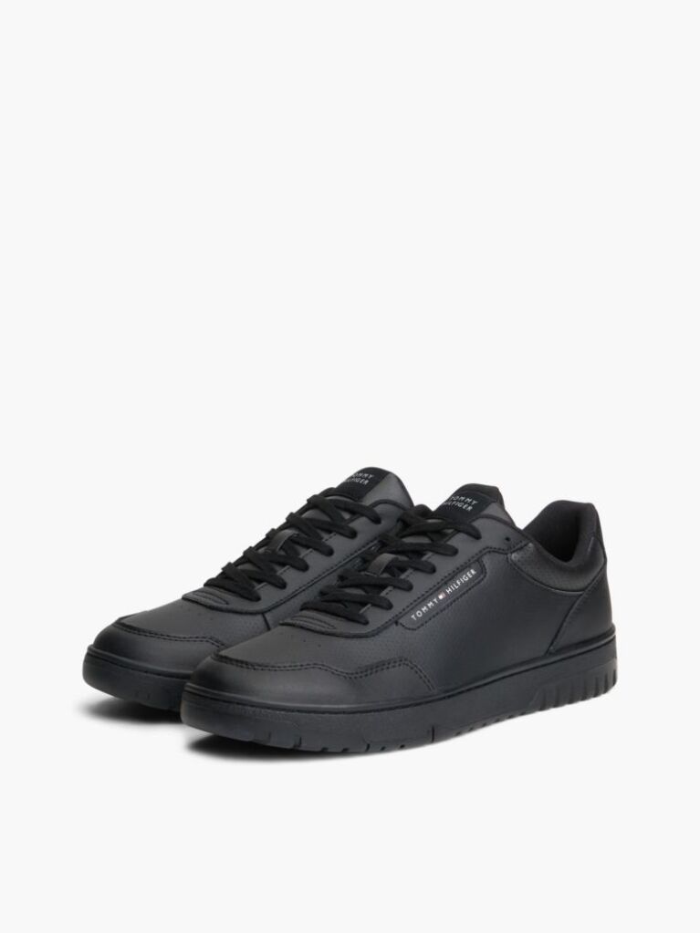 Μαύρο Δερμάτινα Sneakers Με Μίξη Υφών  Άνδρες