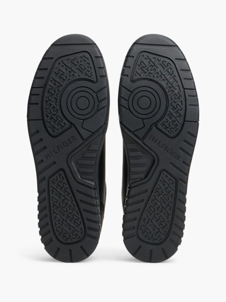 Μαύρο Δερμάτινα Sneakers Με Μίξη Υφών  Άνδρες