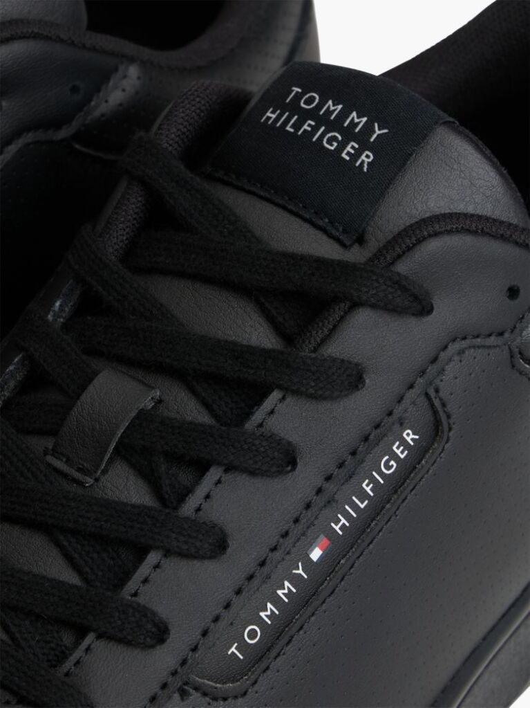 Μαύρο Δερμάτινα Sneakers Με Μίξη Υφών  Άνδρες