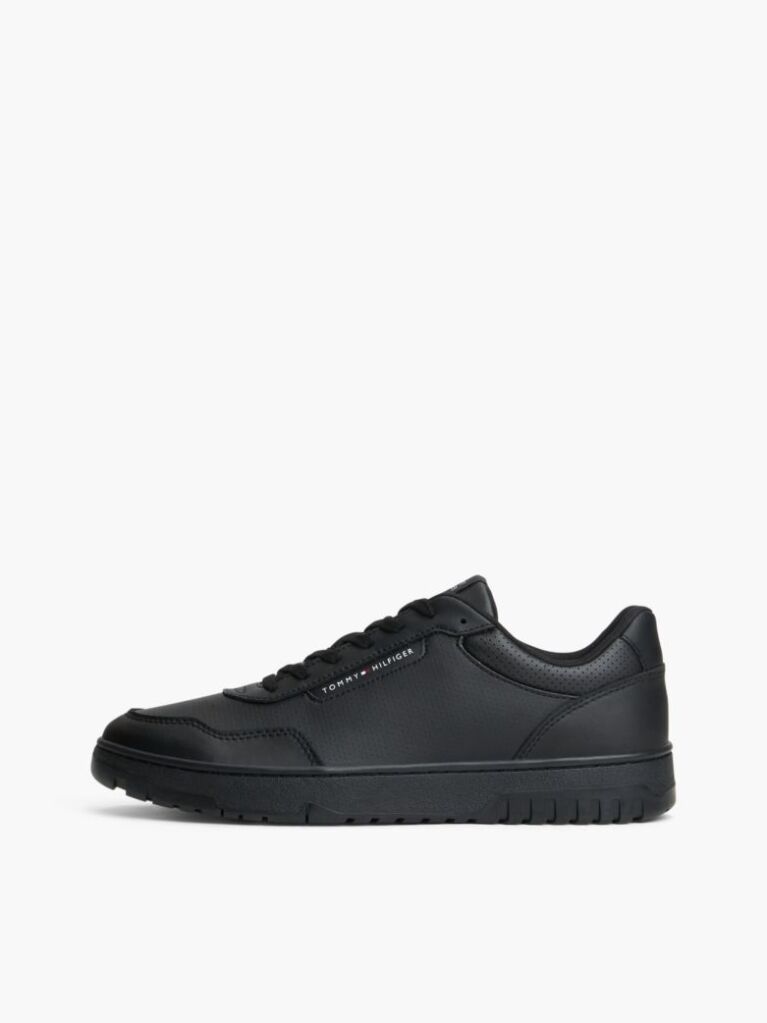 Μαύρο Δερμάτινα Sneakers Με Μίξη Υφών  Άνδρες