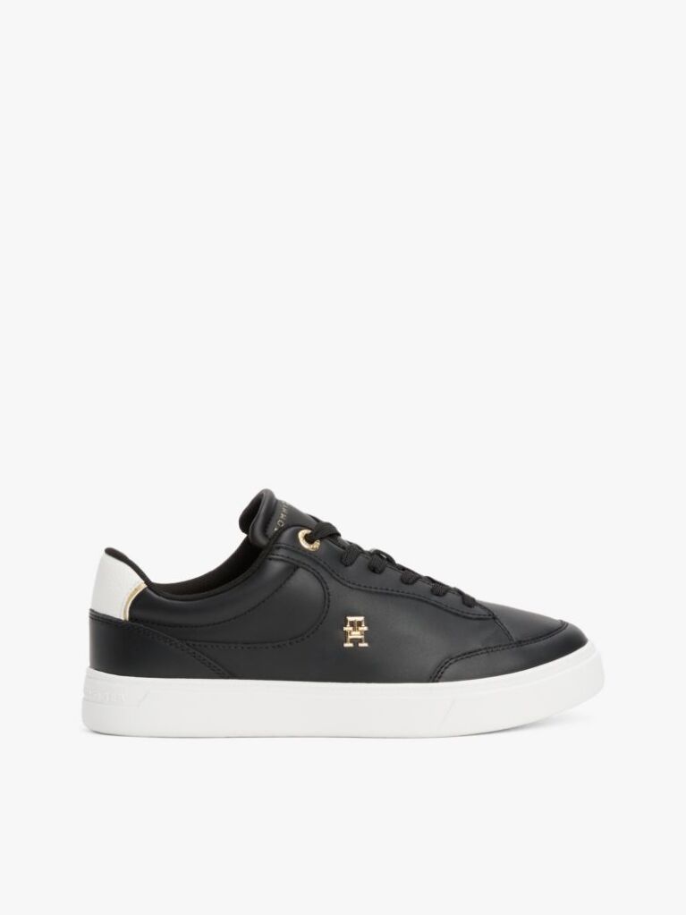 Μαύρο TH Monogram Δερμάτινα Sneakers  Γυναίκες