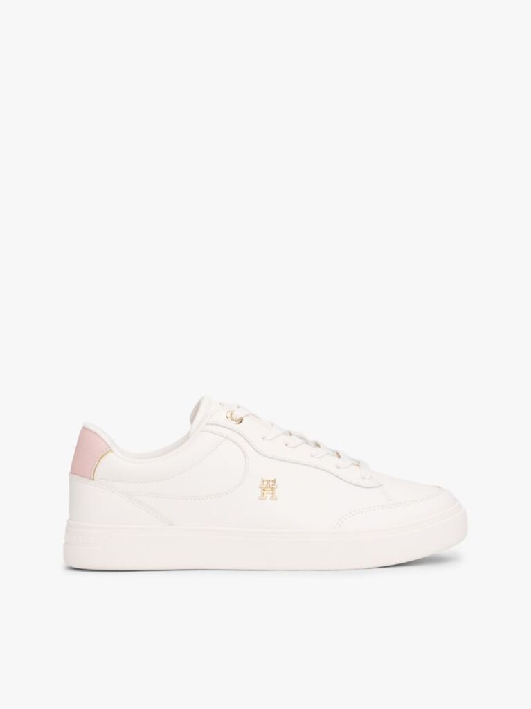 Άσπρο TH Monogram Δερμάτινα Sneakers  Γυναίκες