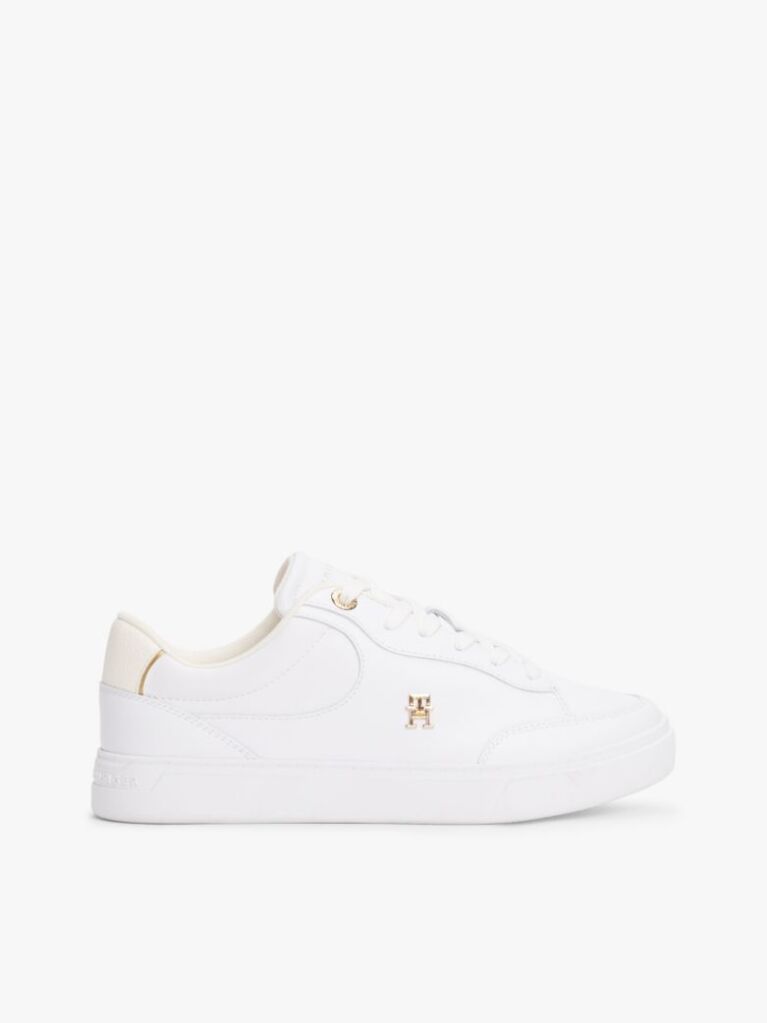 Άσπρο TH Monogram Δερμάτινα Sneakers  Γυναίκες