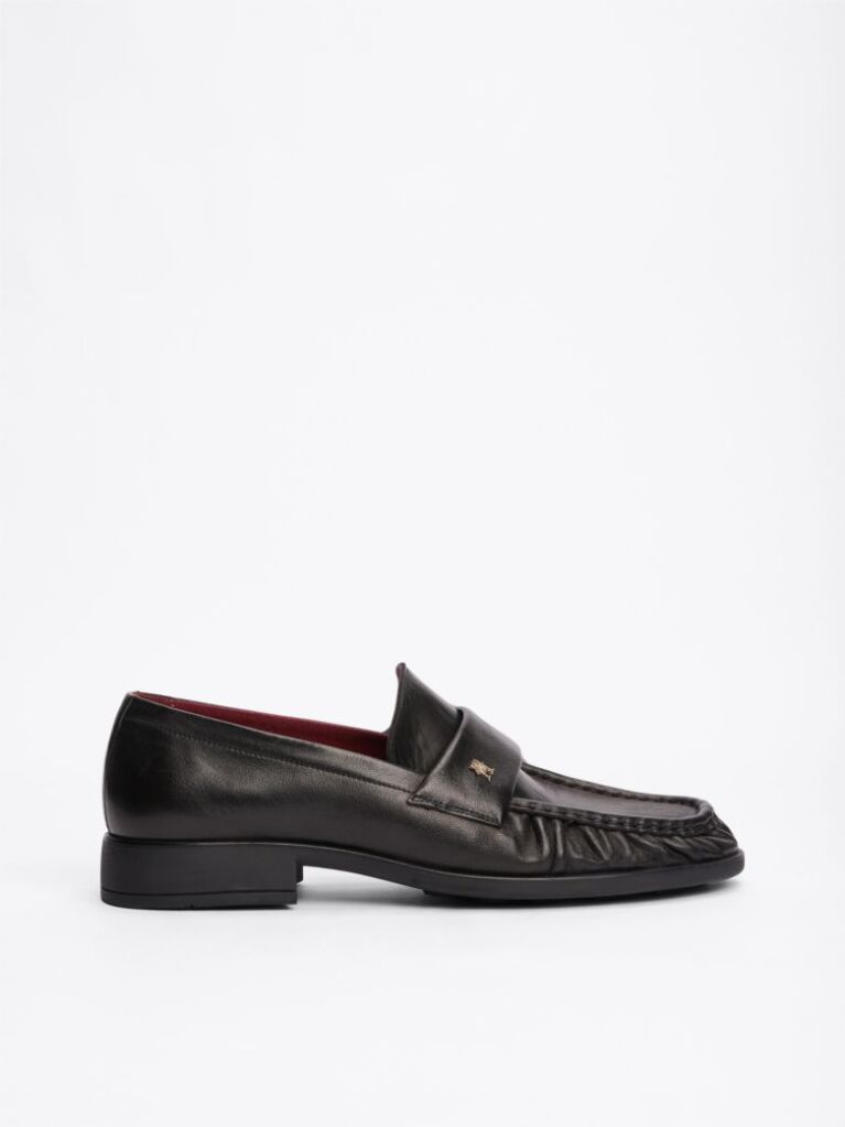 Μαύρο TH Monogram Δερμάτινα Loafers  Γυναίκες