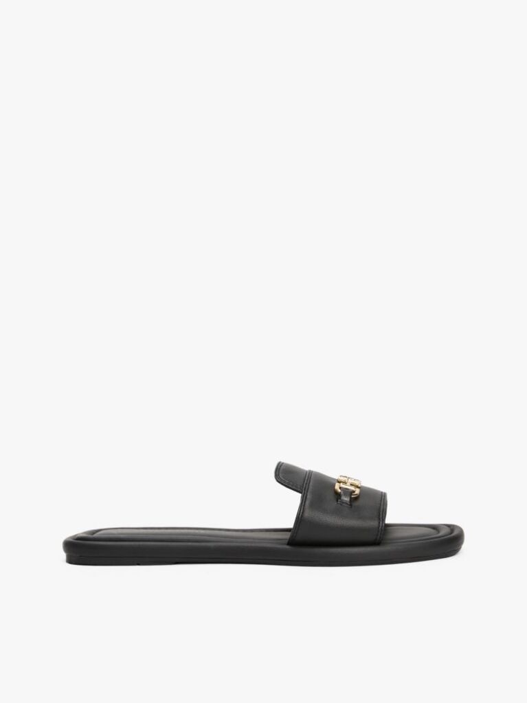 Black Leather Horsebit Mules  Women