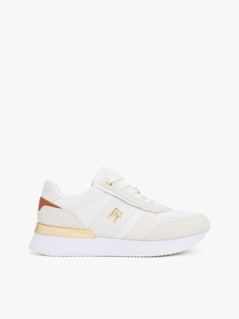 Μπεζ Δερμάτινα Sneakers Με Μεταλλικό Πάνελ  Γυναίκες