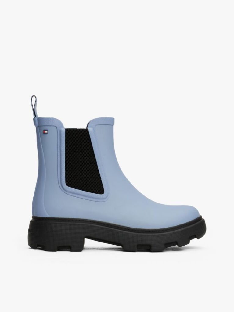 Blue Rubberised Flag Cleat Rain Boots  Women