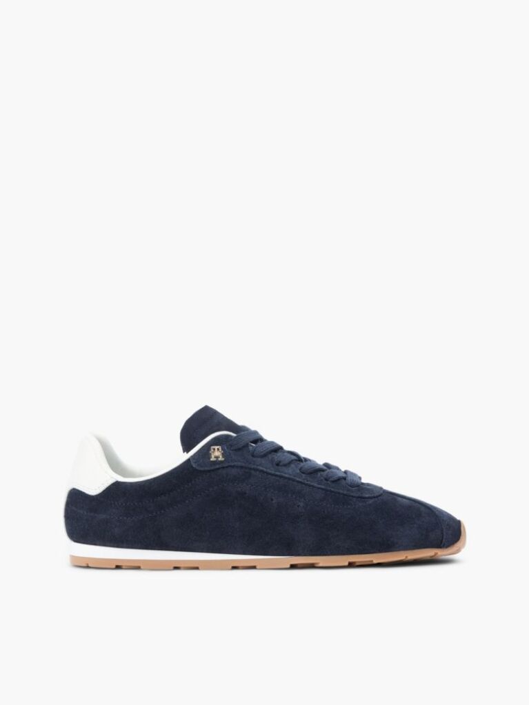 Blue Suede TH Monogram Low Profile Trainers  Women