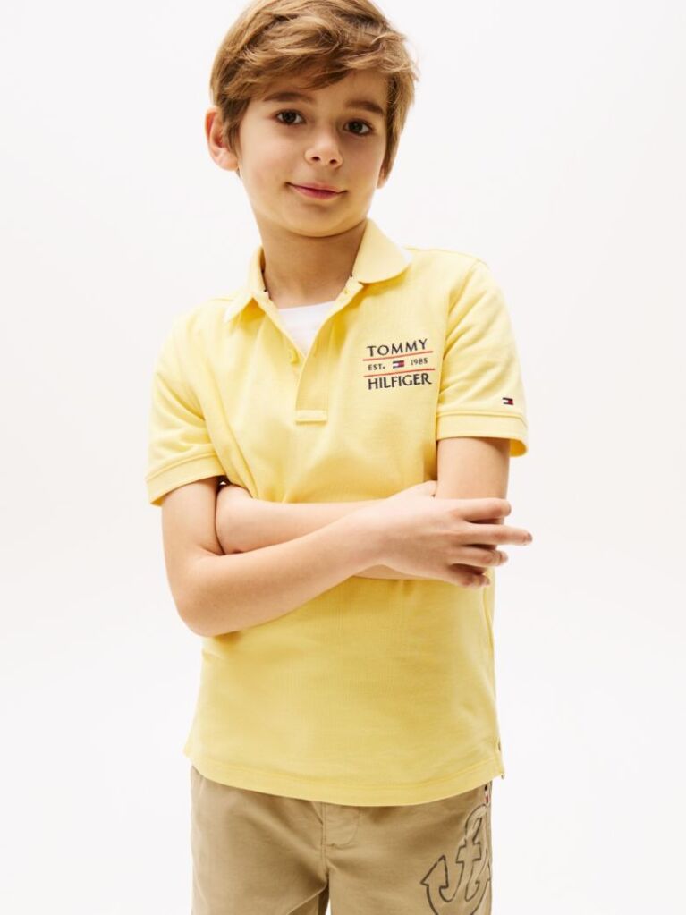 Yellow Logo Embroidery Polo Shirt  Boys