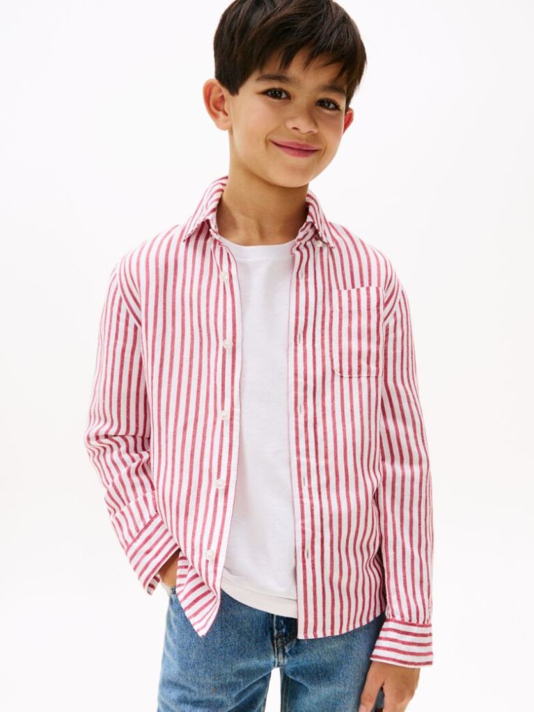 Multi Striped Linen Blend Shirt  Boys