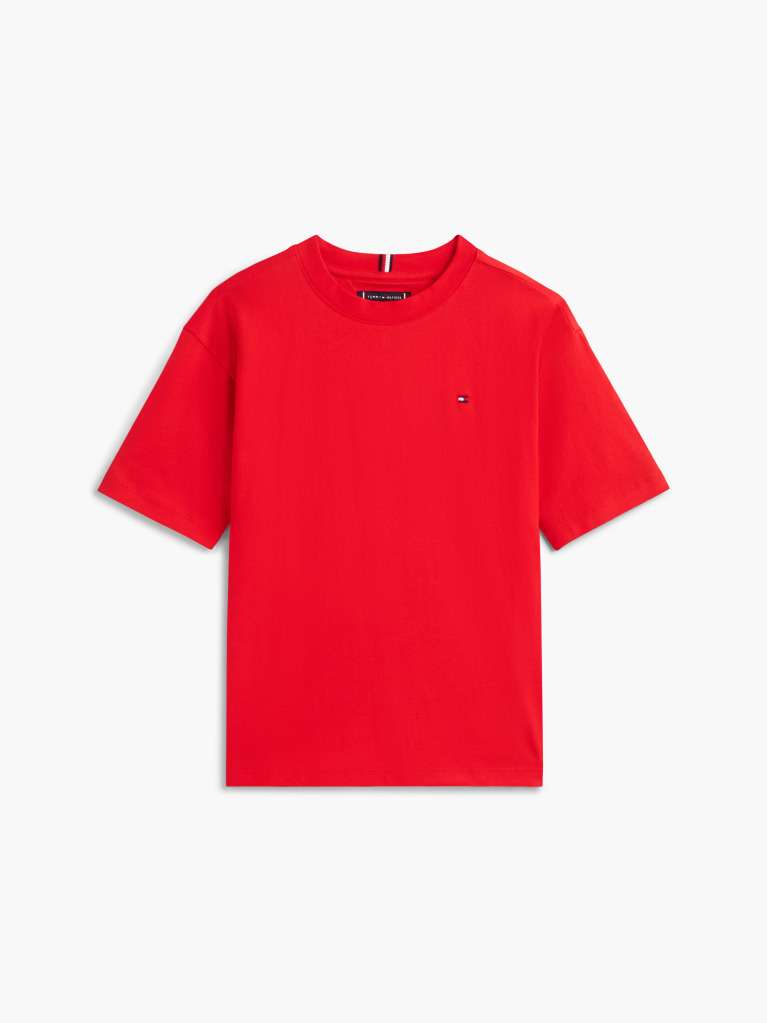 Red Flag Embroidery Crew Neck T-Shirt  Boys