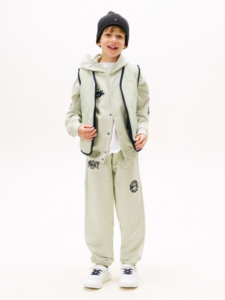 Green Varsity Embroidery Regular Joggers  Boys