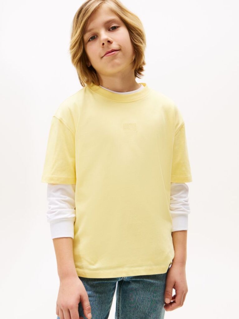 Yellow Tonal Flag Embroidery T-Shirt  Boys