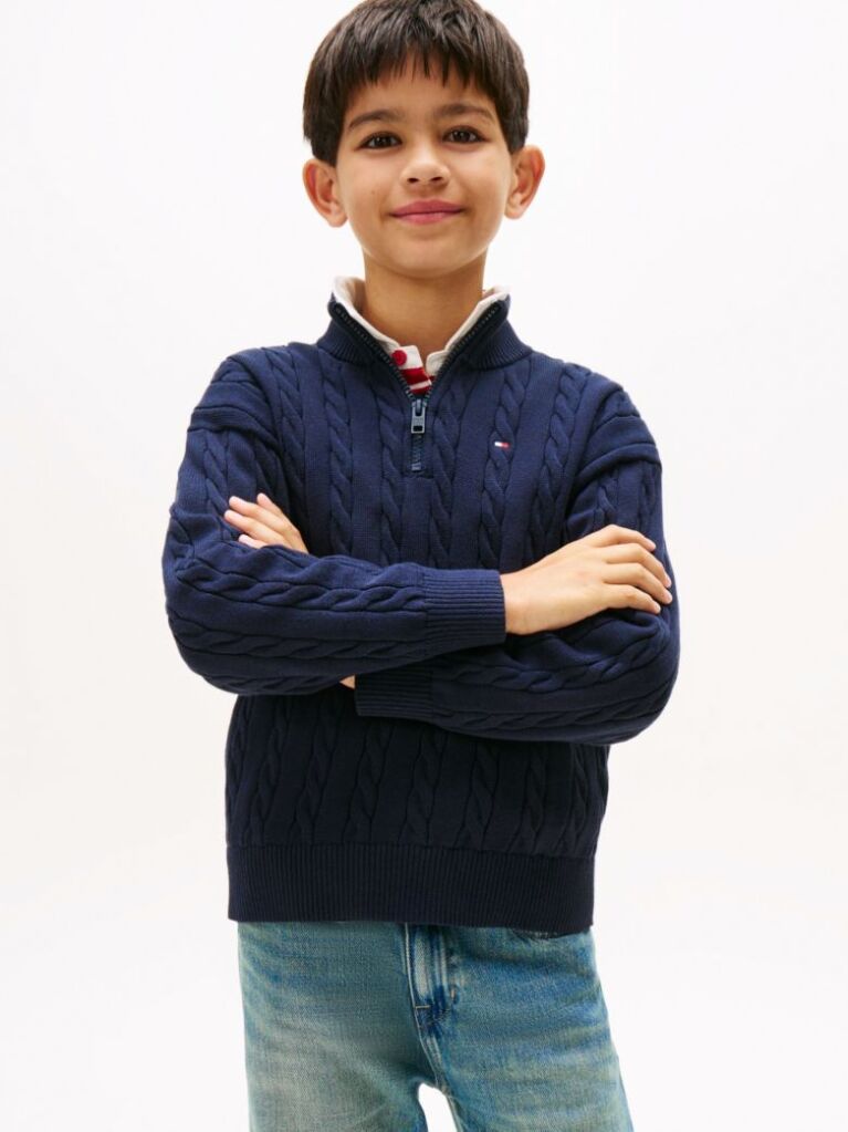 Blue Half-Zip Cable Knit Jumper  Boys