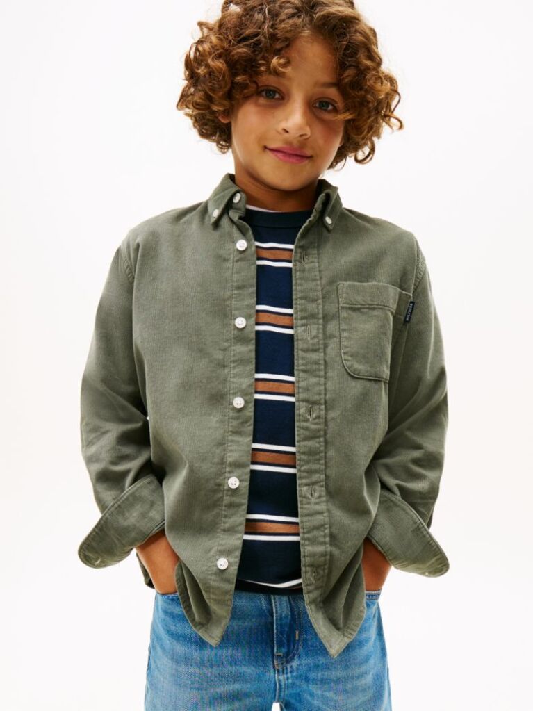 Green Regular Fit Corduroy Shirt  Boys