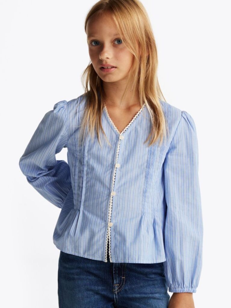 Multi Stripe Pleated Blouse  Girls