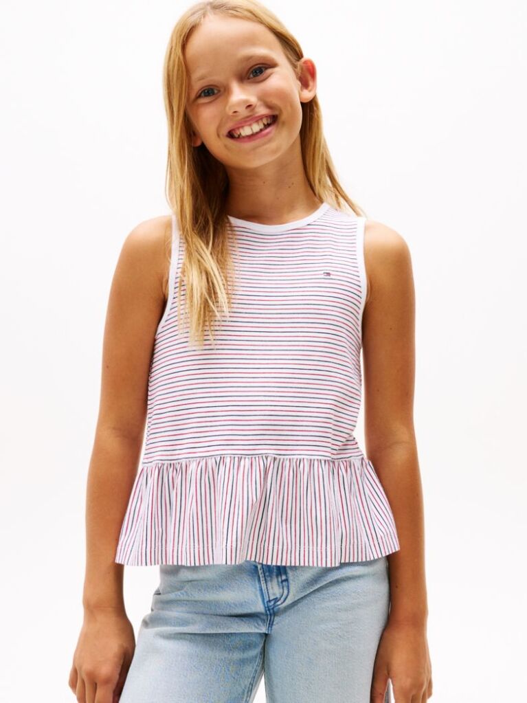 Multi Stripe Peplum Sleeveless Top  Girls