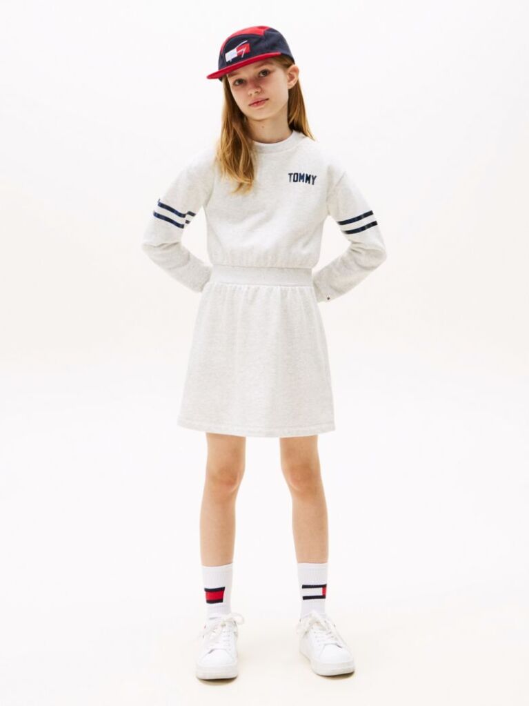 Grey Back Logo Appliqué Sweatshirt Dress  Girls