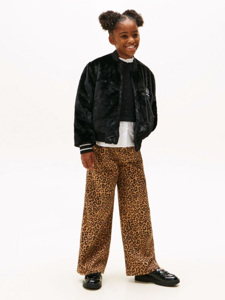 Multi Mabel Leopard Print High Rise Wide Leg Jeans  Girls