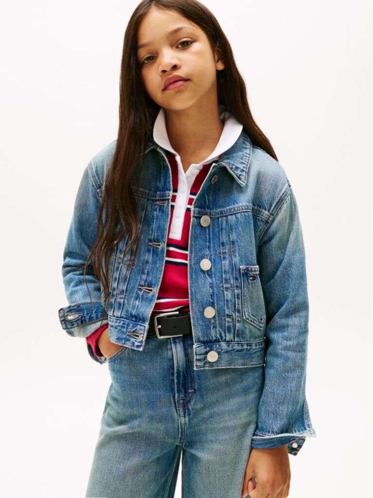 Blue Trucker Denim Flag Jacket  Girls