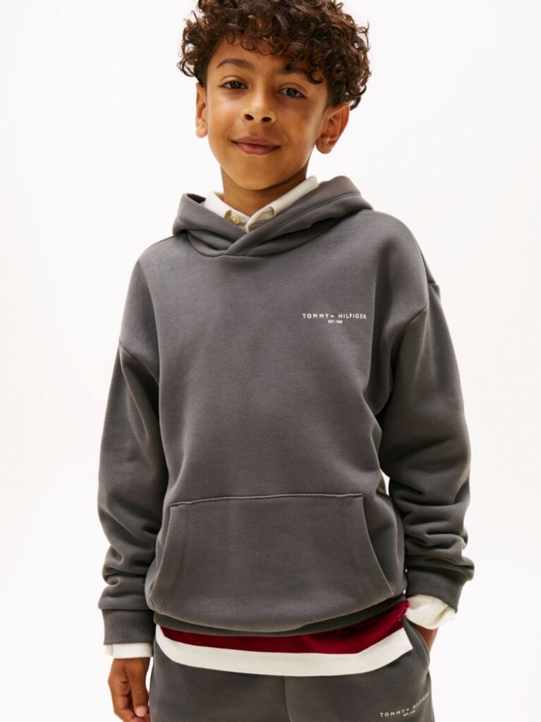 Γκρι Fleece Hoody Με Λογότυπο Σε Κανονική Γραμμή  Παιδί Unisex