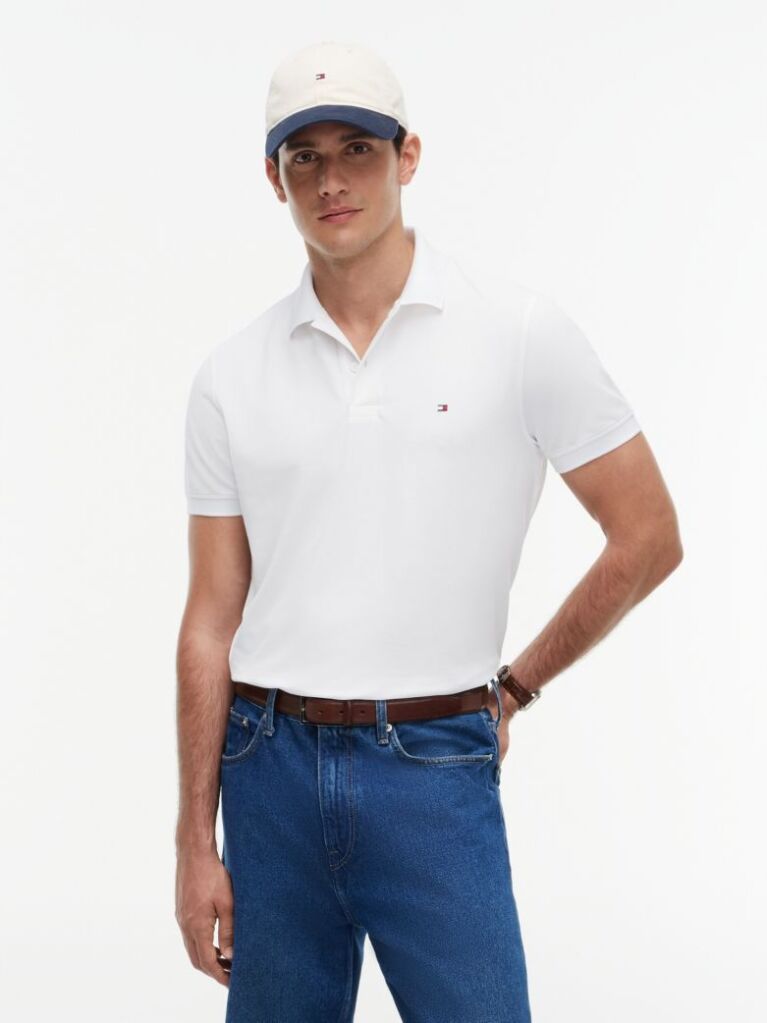 White Moisture Wicking Pique Regular Polo Shirt  Men