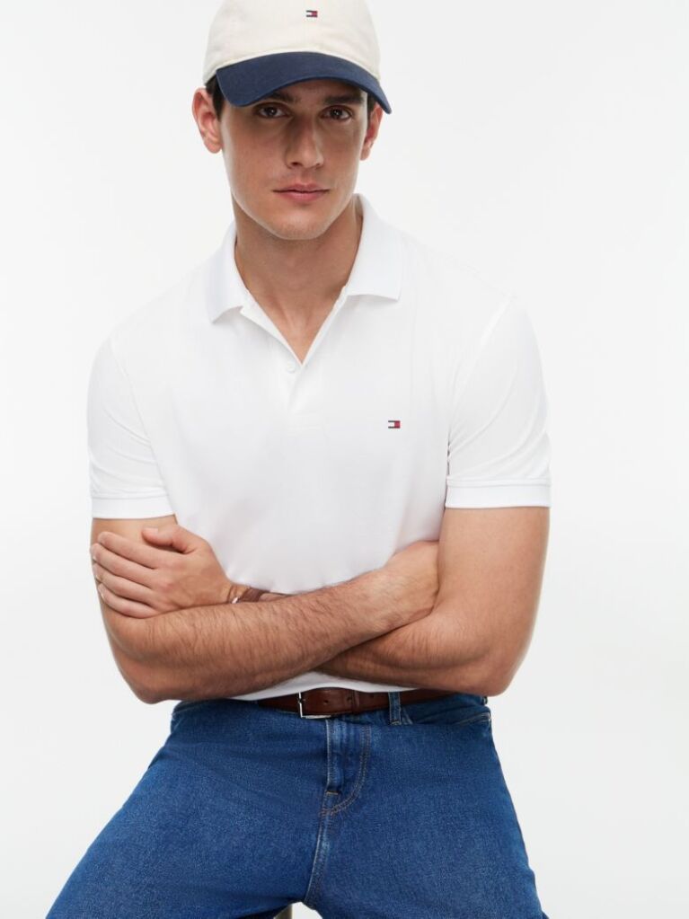 White Moisture Wicking Pique Regular Polo Shirt  Men