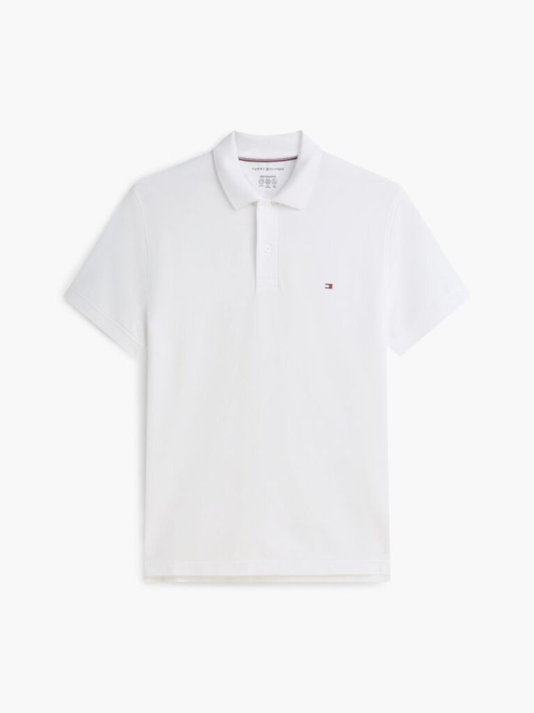 White Moisture Wicking Pique Regular Polo Shirt  Men