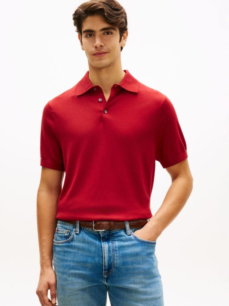 Red Smart Casual Regular Fit Polo Shirt  Men
