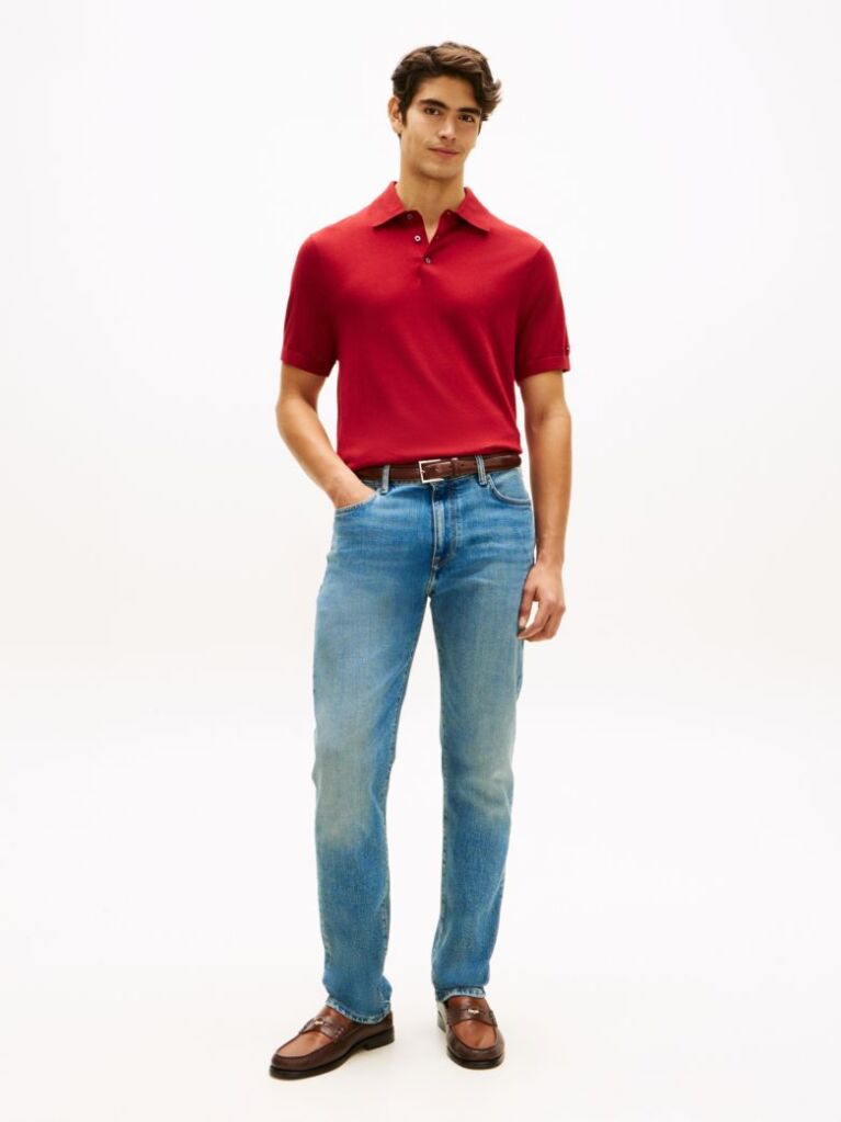 Red Smart Casual Regular Fit Polo Shirt  Men