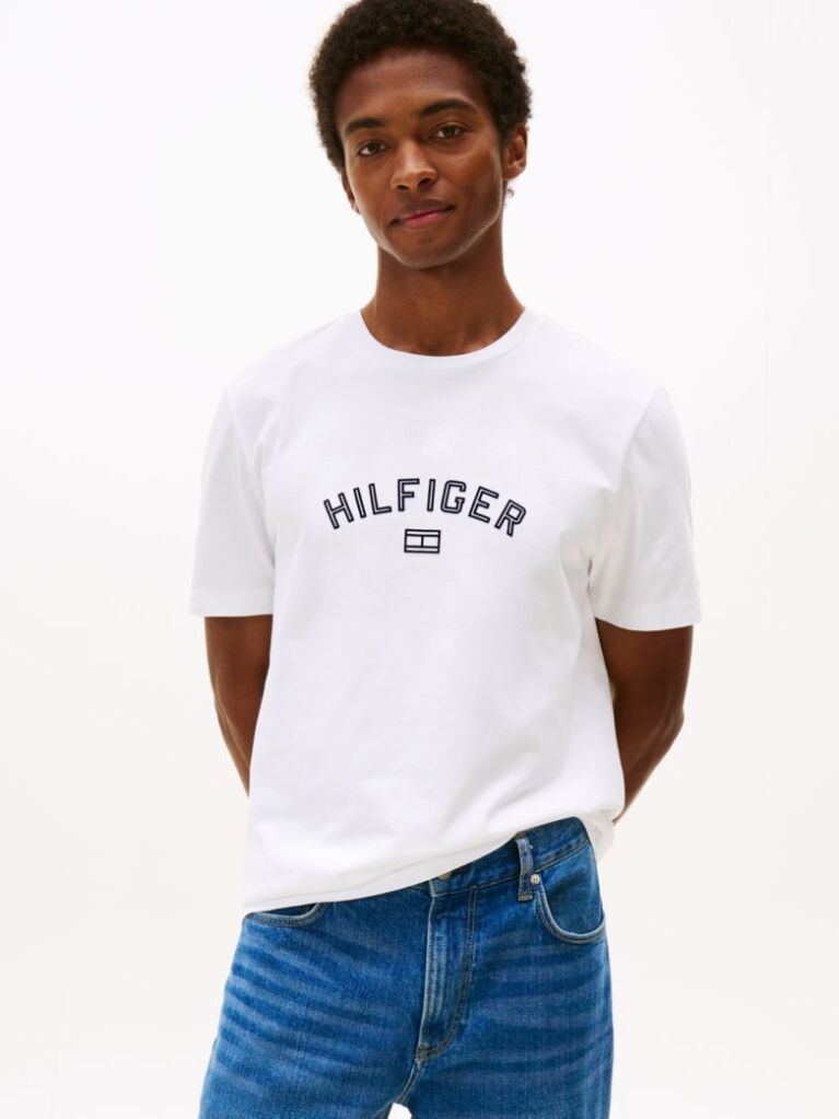 Άσπρο Hilfiger T-Shirt Με Flock Λογότυπο  Άνδρες